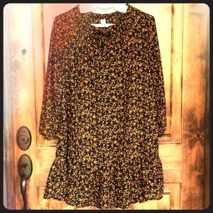 OldNavy Floral Orange/Black 3/4 Sleeve Shift Dress